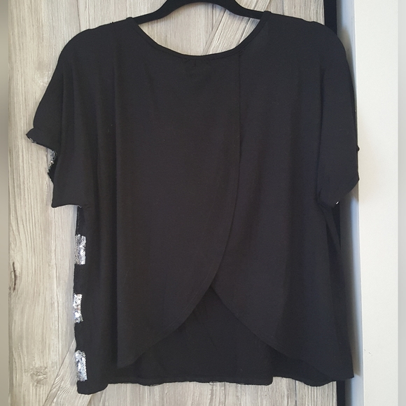 INC International Concepts Black Silver Sequins Top - Picture 3 of 3